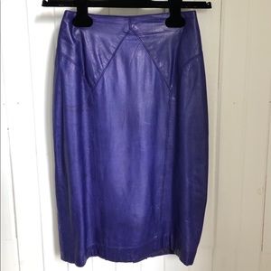💜 Vintage Mercedes & Adrienne Tailored Leather Skirt | Deep Purple
